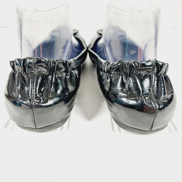 Tory Burch Black Patent Leather Reva Scrunch Ballet Flats A25 - Picture 7 of 15